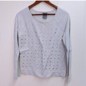 New Directions Light Gray Studded Casual Sweatshirt Top Women S / #1241